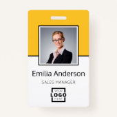 カスタムBusiness Logo Basic Barcode Employee Photo バッジ (正面)