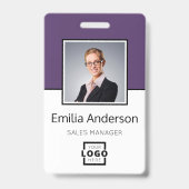 カスタムBusiness Logo Basic Barcode Employee Photo バッジ (正面)