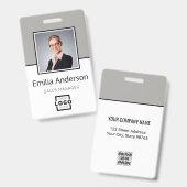 カスタムBusiness Logo Basic Barcode Employee Photo バッジ (正面＆裏面)