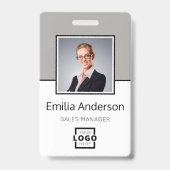 カスタムBusiness Logo Basic Barcode Employee Photo バッジ (正面)