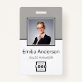 カスタムBusiness Logo Basic Barcode Employee Photo バッジ (正面)