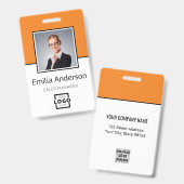 カスタムBusiness Logo Basic Barcode Employee Photo バッジ (正面&裏面)