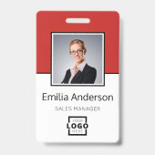 カスタムBusiness Logo Basic Barcode Employee Photo バッジ (正面)