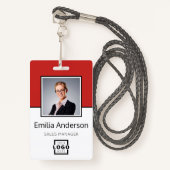 カスタムBusiness Logo Basic Barcode Employee Photo バッジ (正面ランヤード)