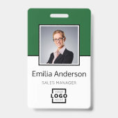 カスタムBusiness Logo Basic Barcode Employee Photo バッジ (正面)