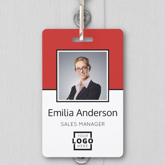 カスタムBusiness Logo Basic Barcode Employee Photo バッジ