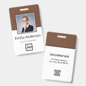 カスタムBusiness Logo Basic Barcode Employee Photo バッジ (正面＆裏面)