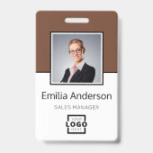 カスタムBusiness Logo Basic Barcode Employee Photo バッジ (正面)