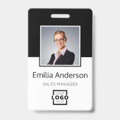 カスタムBusiness Logo Basic Barcode Employee Photo バッジ (正面)
