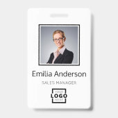 カスタムBusiness Logo Basic Barcode Employee Photo バッジ (正面)