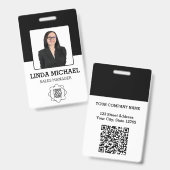 カスタムBusiness Logo Basic Barcode Employee Photo バッジ (正面＆裏面)