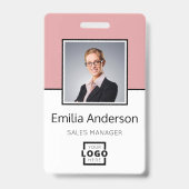 カスタムBusiness Logo Basic Barcode Employee Photo バッジ (正面)