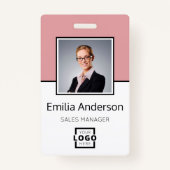 カスタムBusiness Logo Basic Barcode Employee Photo バッジ (正面)