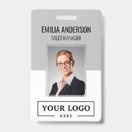 カスタムBusiness Logo Basic Employee Photo Gray バッジ