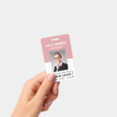 カスタムBusiness Logo Basic Employee Photo Pink バッジ (手持ち)