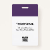 カスタムBusiness Logo Basic Employee Photo Purple バッジ (裏面)