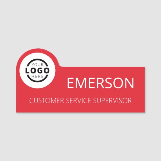 カスタムBusiness Logo Basic Employee Red 名札 (正面)