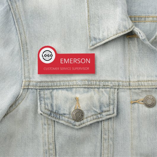 カスタムBusiness Logo Basic Employee Red 名札 (インサイチュ)