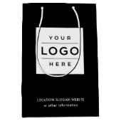 カスタムBusiness Logo Black Branded ミディアムペーパーバッグ (正面)