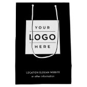 カスタムBusiness Logo Black Branded ミディアムペーパーバッグ (裏面)