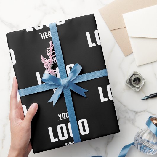 カスタムBusiness Logo Branded – ブラック ラッピングペーパー