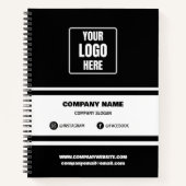 カスタムBusiness Logo Companyブランドブラック&ホワイト ノートブック (正面)