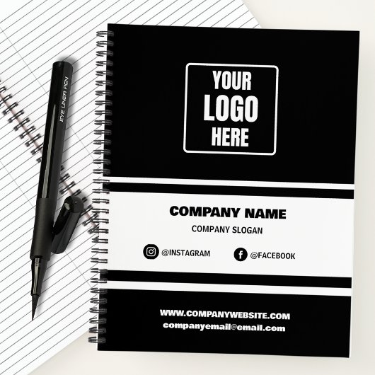 カスタムBusiness Logo Companyブランドブラック&ホワイト ノートブック