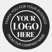 カスタムBusiness Logo Company Thank You Black ラウンドシール (正面)