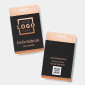 カスタムBusiness Logo Copper Basicバーコード従業員 バッジ (正面&裏面)