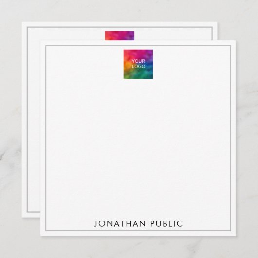 カスタムBusiness Logo Hereの名前モダンテンプレート ノートカード (正面/裏面)