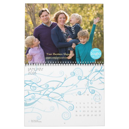 カスタムBusiness Logo Office 2026の写真 カレンダー (1月 2026)