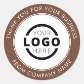 カスタムBusiness Logo Promotion Thank You Brown ラウンドシール (正面)