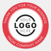 カスタムBusiness Logo Promotion Thank You Red ラウンドシール (正面)