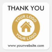 カスタムBusiness Logo Thank You文字サイト スクエアシール (正面)