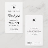 カスタムBusiness Logo Thank You Minimalist White 割引カード (正面/裏面)