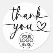 カスタムBusiness Logo Thank You Scriptハート ラウンドシール (正面)