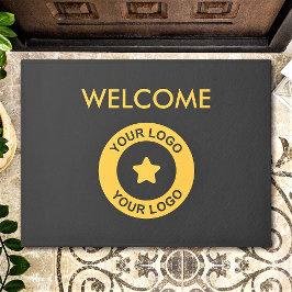 カスタムBusiness Logo Welcome Gray And 金ゴールド ドアマット