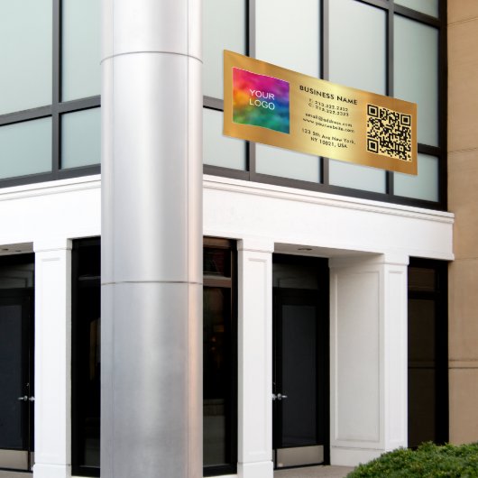 カスタムBusiness QRコードアップロードロゴ金ゴールド屋外 横断幕 (ビルの外側)