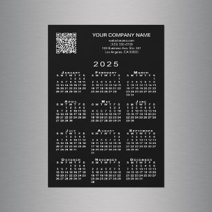 カスタムBusiness QRコード2025カレンダーブラックマグネット