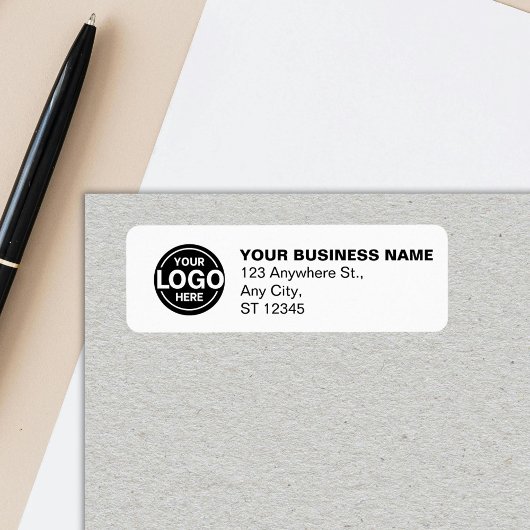 カスタムBusiness Round Logoホワイト会社住所 ラベル
