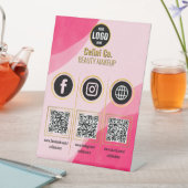 カスタムBusiness Social Media QRコード記号 – 赤 台座サイン (インサイチュ)