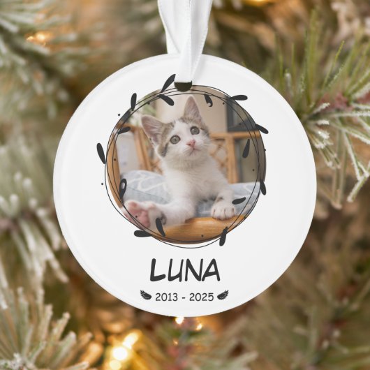 カスタムCat Memorial Keepsake – 写真、名前、日付 オーナメント (ツリー)