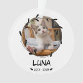 カスタムCat Memorial Keepsake – 写真、名前、日付 オーナメント (正面)