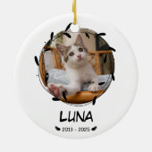 カスタムCat Memorial Keepsake – 写真、名前、日付 セラミックオーナメント (裏面)