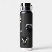 カスタムCat Photo Collage 5ハートフレームブラック ウォーターボトル (背面)