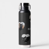 カスタムCat Photo Collage 5ハートフレームブラック ウォーターボトル (正面)