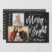 カスタムChalkboardメリーとBRIGHT数々の Photo シーズンカード (正面/裏面)