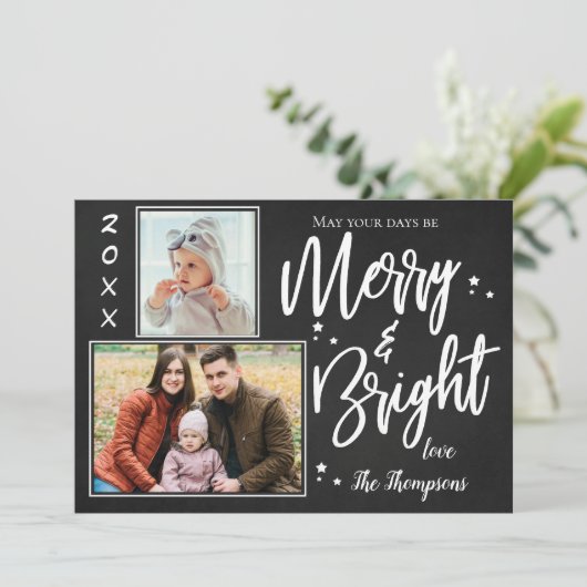 カスタムChalkboardメリーとBRIGHT数々の Photo シーズンカード (スタンド正面)