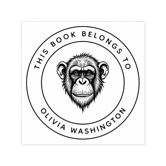カスタムChimpanzeeこの本はKidの名前だ セルフインキングスタンプ (デザイン)