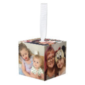 カスタムChristmasの家族の写真 キューブオーナメント (正面アングル)